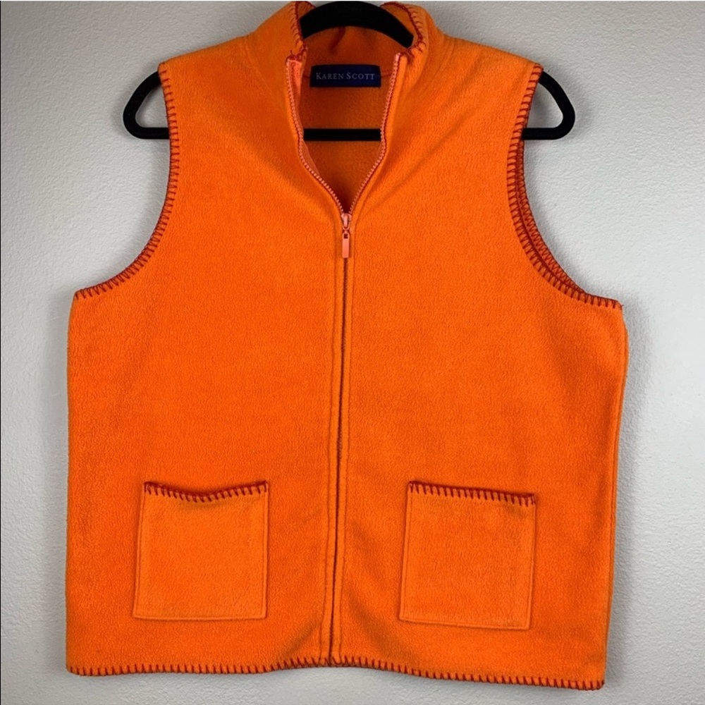 Karen Scott Orange Fleece Halloween Vest